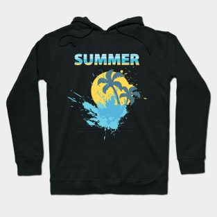 Summer Time Funny gift for summer lovers sun with splash water, palm trees creative design Hoodie